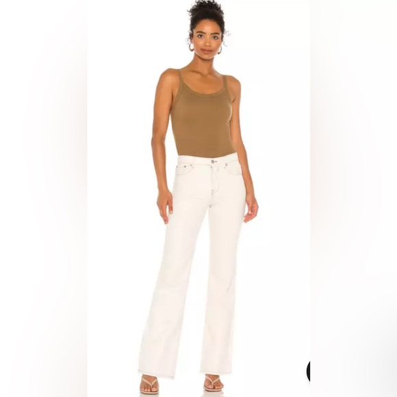 Free People Laurel Canyon High Waist Women's Flare Jeans Cream size 26 - Picture 10 of 12